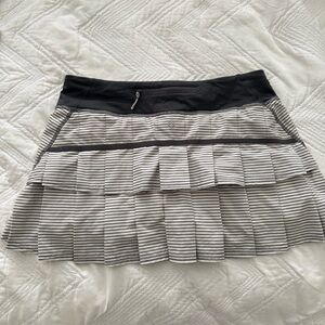 lululemon athletica Black and White Striped Pleated Mini Skirt